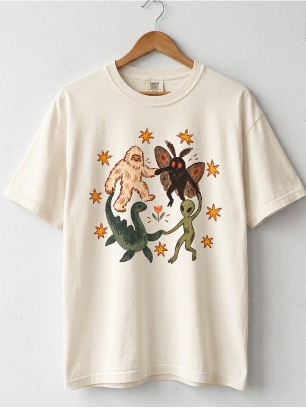 Dancing Cryptids Graphic Tee, Bigfoot Mothman Alien Vintage Comfort Colors Unise
